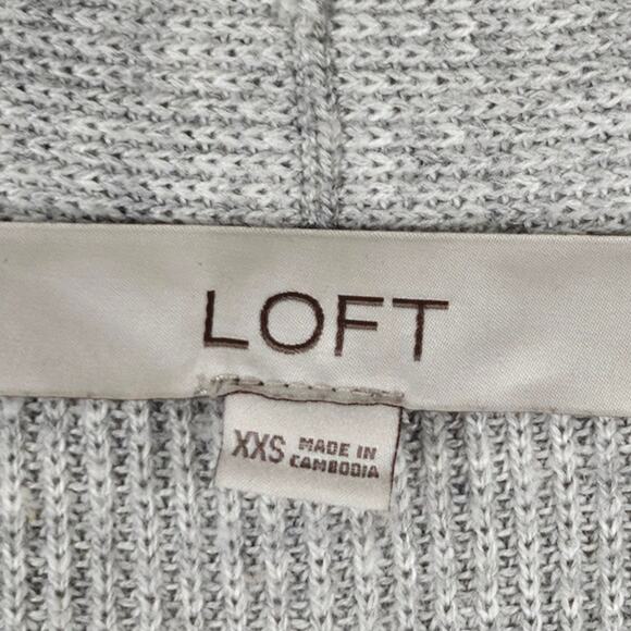 LOFT WOMEN'S HEATHER GRAY CARDIGAN SWEATER – SIZE XXS – OPEN FRONT COZY ELEGANCE - Picture 8 of 11